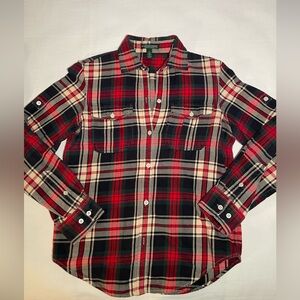 Ralph Lauren Jeans Company women’s plaid flannel shirt. Size small.